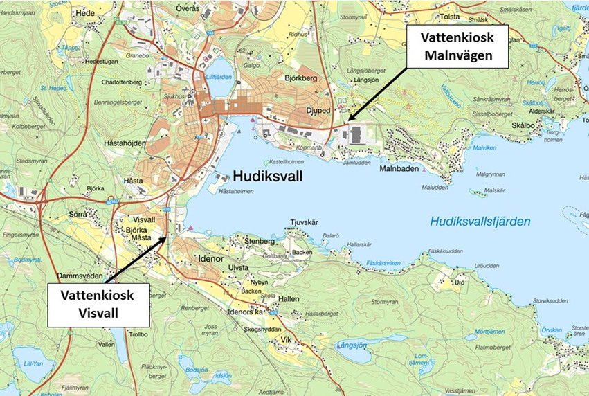 Karta - vattenkiosker Hudiksvall