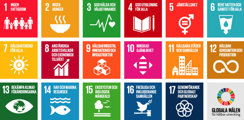 Grafisk bild över de globala målen för hållbar utveckling.