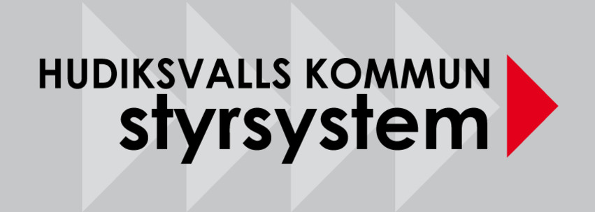 IllustrationBild med texten Hudiksvalls kommun - styrsystem och en pil i bakgrunden som pekar åt höger.