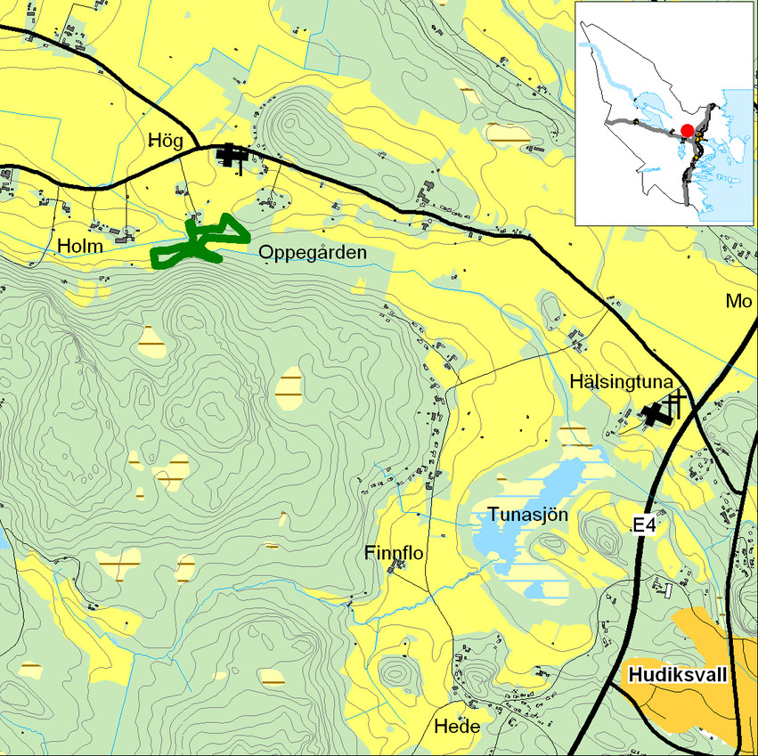 Kartbild över Oppegården med omgivning.
