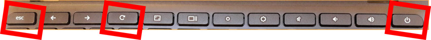 Bilden visar översta raden med tangenter på tangentbordet.