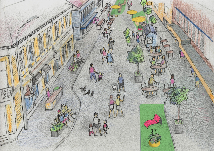 Illustration över sommargatan Västra Tullgatan