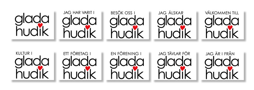 Sammanställning av de olika symbolerna som finns för Varumärkesplattformen Glada Hudik