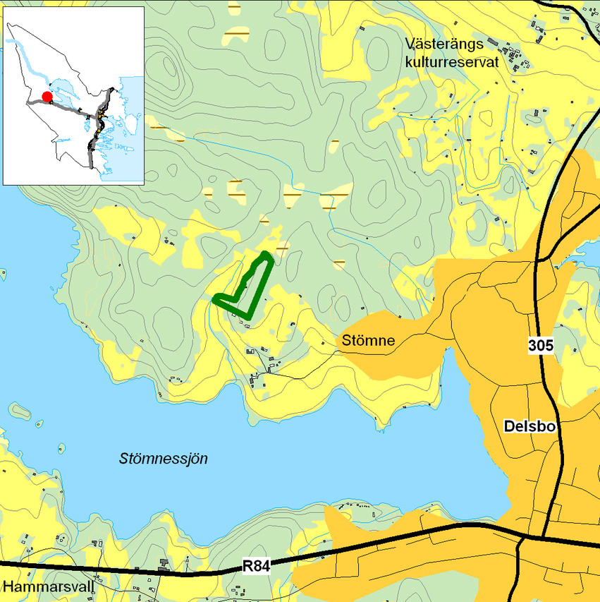 Kartbild över Stömne med omgivning.